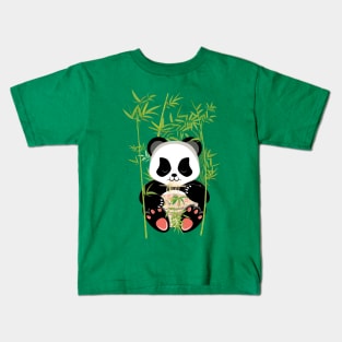 Panda eat ramen Kids T-Shirt